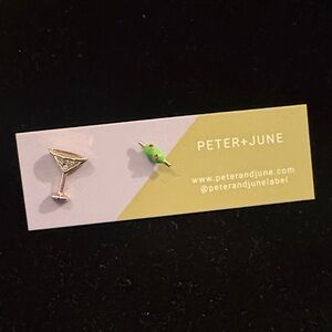 PETER+JUNE Martini glass with an Olive Stud Earrings